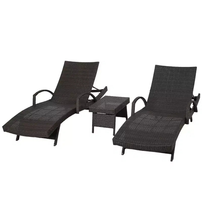 GDFStudio Soleil Set Salotto da Esterno in Vimini 3 Pezzi con Chaise Longue Braccioli Regolabili