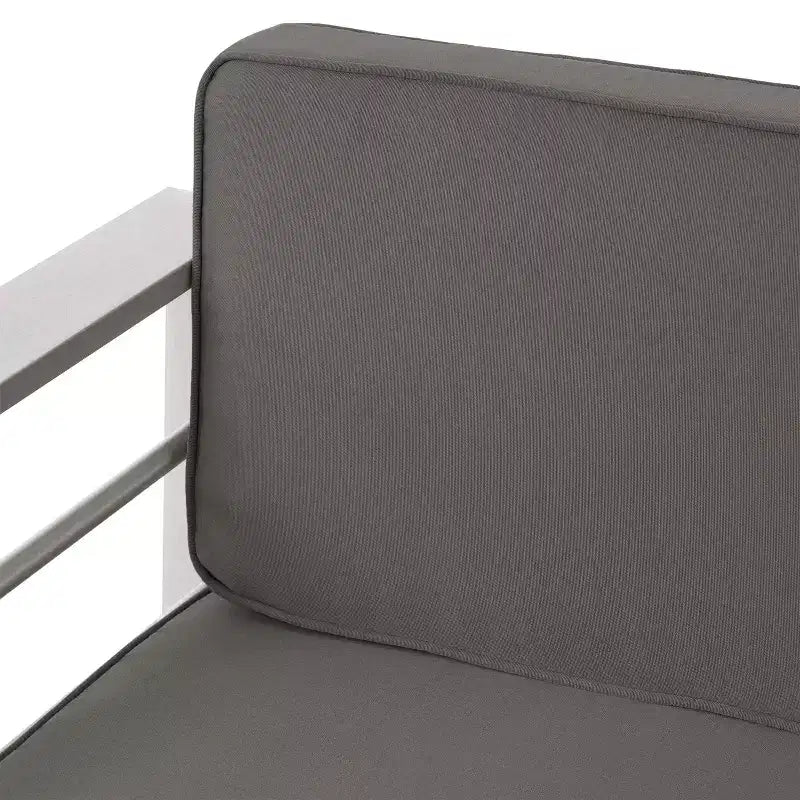 GDFStudio Crested Bay Set da conversazione da esterno a 4 posti in alluminio con braciere grigio scuro