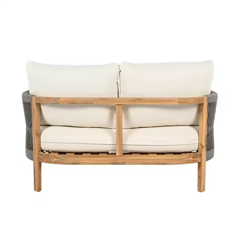 Christopher Knight Home Gilda Set da salotto con divanetto e tavolino in legno di acacia e corda intrecciata per patio