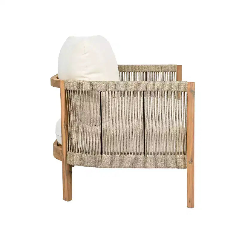 Christopher Knight Home Gilda Set da salotto con divanetto e tavolino in legno di acacia e corda intrecciata per patio