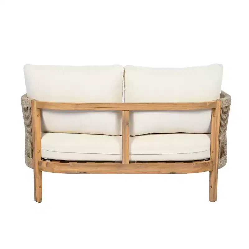 Christopher Knight Home Gilda Set da salotto con divanetto e tavolino in legno di acacia e corda intrecciata per patio