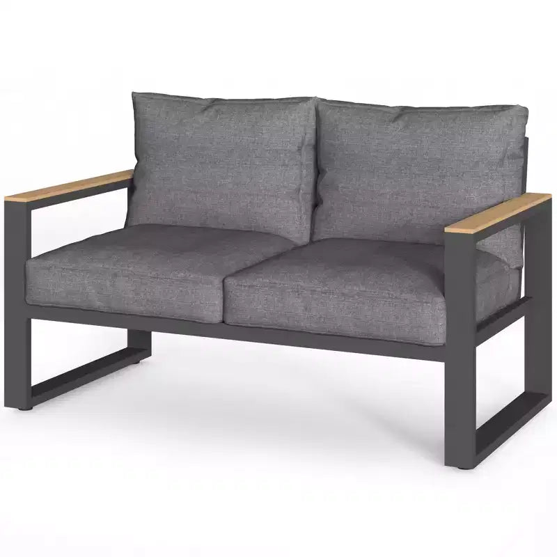 Heynemo Aluminum Outdoor Loveseat, All-Weather Metal Patio Furniture Sofa, Patio Sofa Chair for Porch Backyard Garden