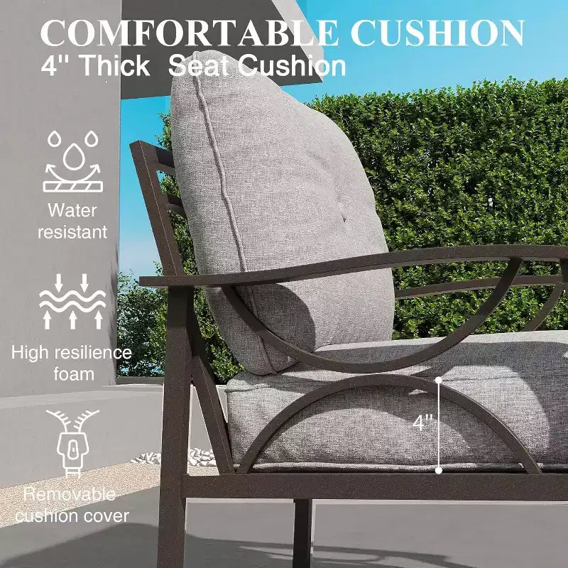 Set di mobili da giardino Heynemo, set da conversazione da patio in 2 pezzi, set di mobili in metallo con divano a 3 posti