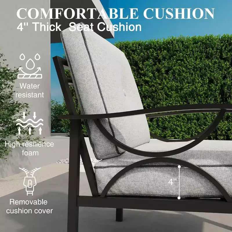 Set di mobili da giardino Heynemo, set da conversazione da patio in 2 pezzi, set di mobili in metallo con divano a 3 posti