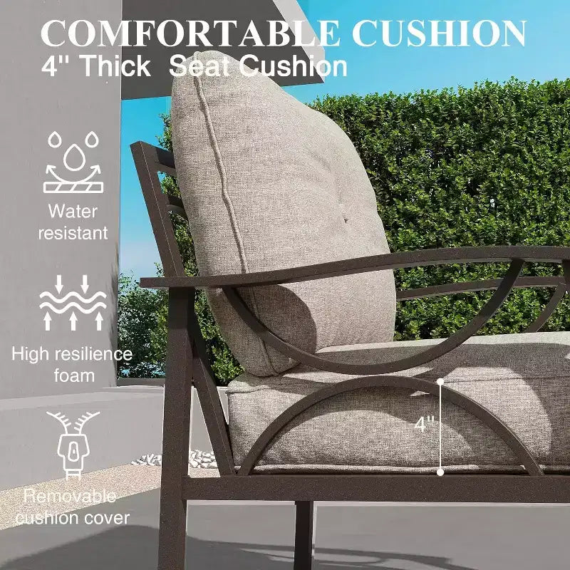 Set di mobili da giardino Heynemo, set da conversazione da patio in 2 pezzi, set di mobili in metallo con divano a 3 posti