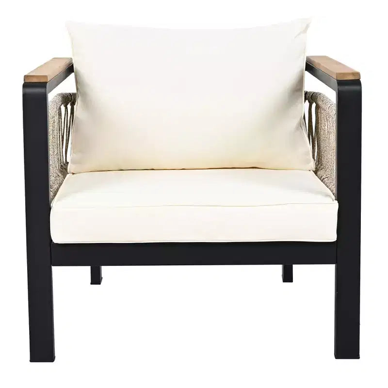 Set Divano Sezionale da Esterno 4 Pezzi, Salottino da Patio 5 Posti con Cuscini e Tavolino da Caffè - ModernLuxe