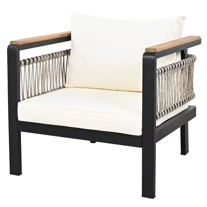 Set Divano Sezionale da Esterno 4 Pezzi, Salottino da Patio 5 Posti con Cuscini e Tavolino da Caffè - ModernLuxe