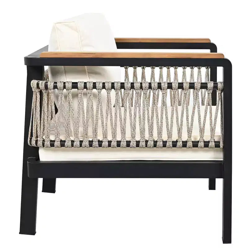 Set Divano Sezionale da Esterno 4 Pezzi, Salottino da Patio 5 Posti con Cuscini e Tavolino da Caffè - ModernLuxe