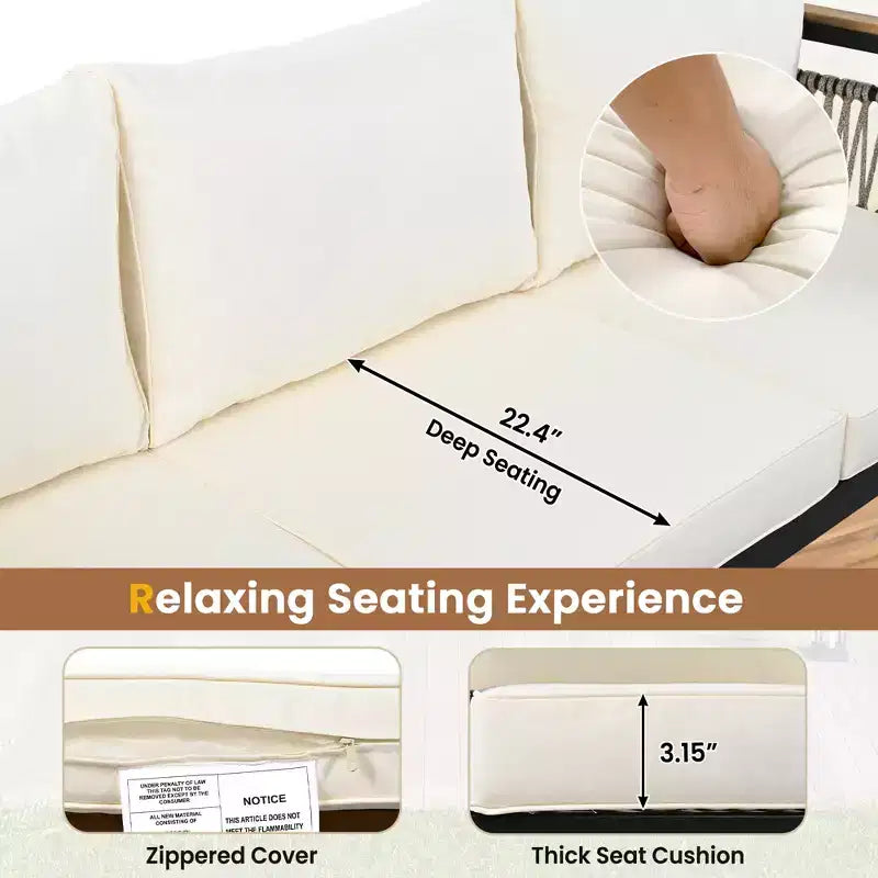 Set Divano Sezionale da Esterno 4 Pezzi, Salottino da Patio 5 Posti con Cuscini e Tavolino da Caffè - ModernLuxe