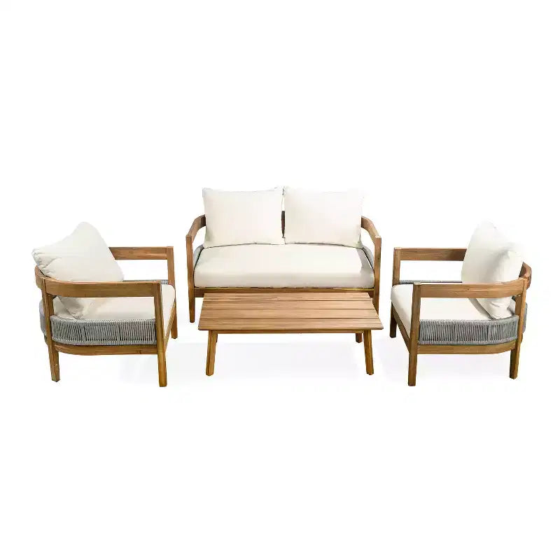 Christopher Knight Home Olympia Set da 4 Pezzi da Esterno in Legno di Acacia, Beige/Teak