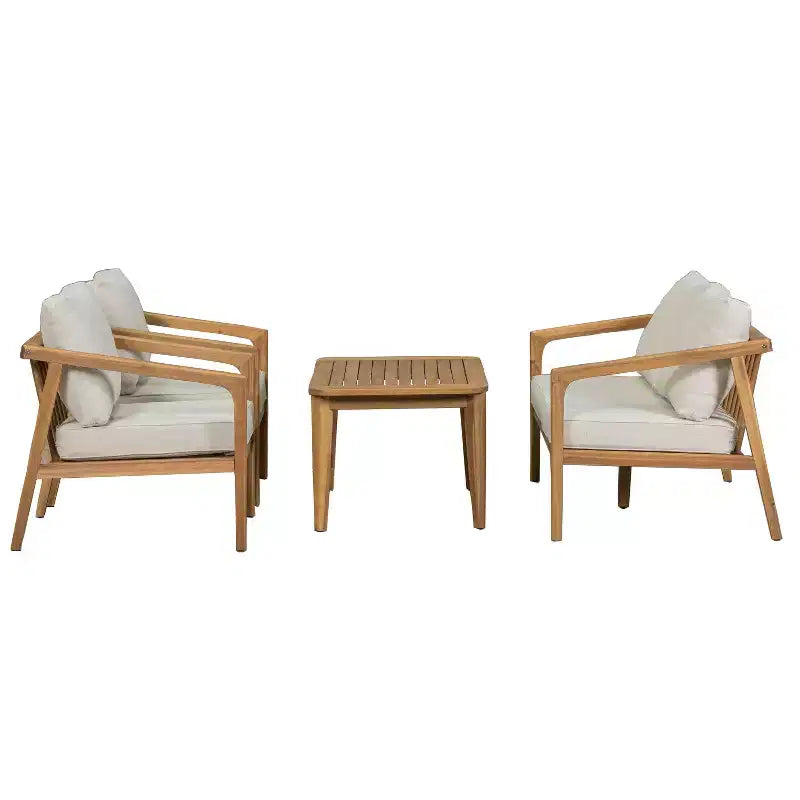 Christopher Knight Home Osborn Set Salotto da Esterno a 4 Pezzi in Legno di Acacia con Design a Doghe e Cuscini, Teak/Beige