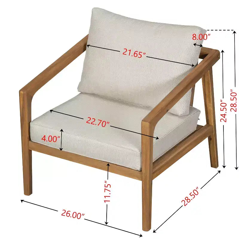 Christopher Knight Home Osborn Set Salotto da Esterno a 4 Pezzi in Legno di Acacia con Design a Doghe e Cuscini, Teak/Beige