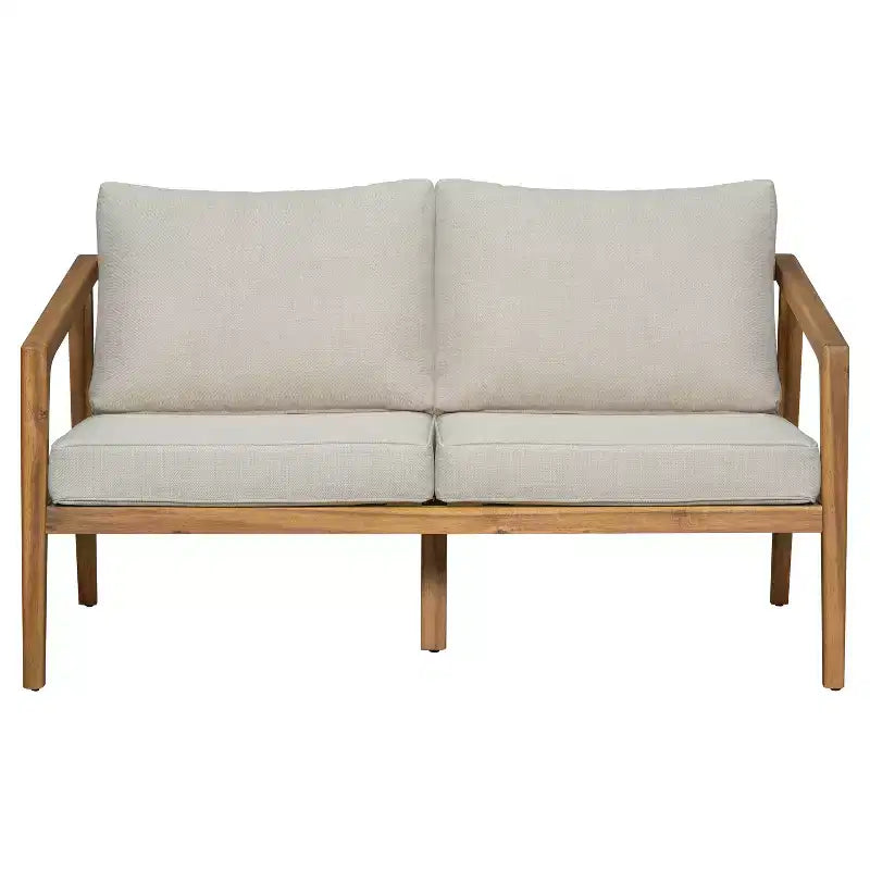 Christopher Knight Home Osborn Set Salotto da Esterno a 4 Pezzi in Legno di Acacia con Design a Doghe e Cuscini, Teak/Beige
