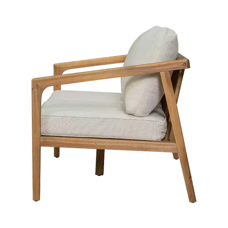 Christopher Knight Home Osborn Set Salotto da Esterno a 4 Pezzi in Legno di Acacia con Design a Doghe e Cuscini, Teak/Beige