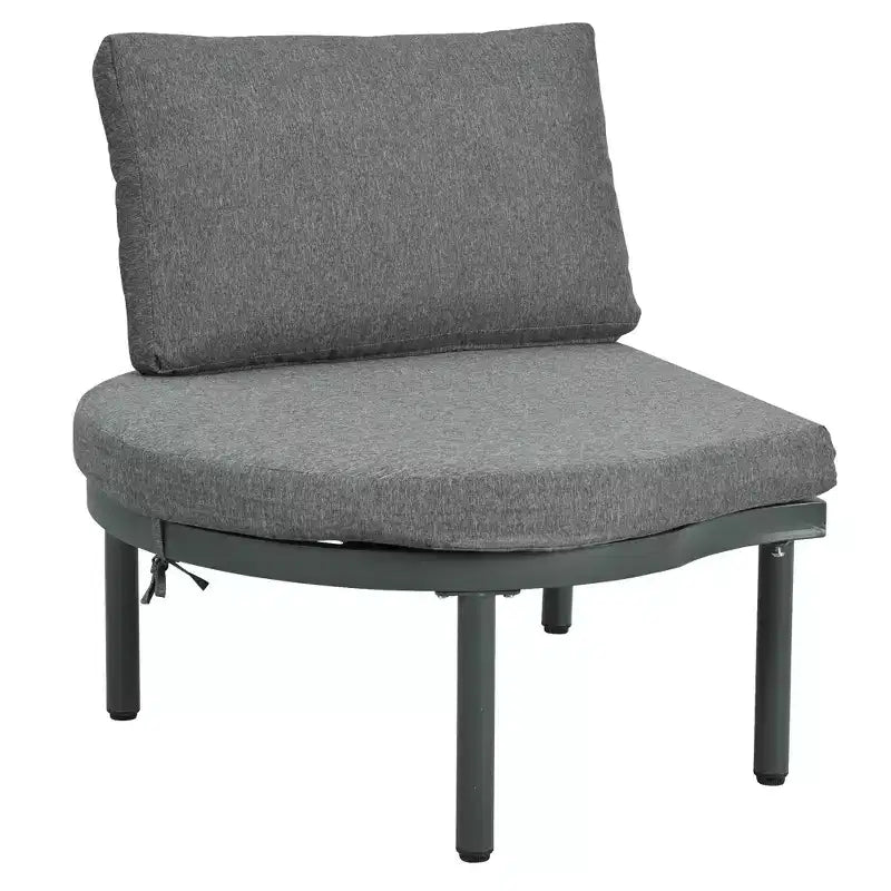 Set divano da esterno semicircolare 6 pezzi Whisen con 2 tavolini da caffè e 4 cuscini, componibile in rattan PE
