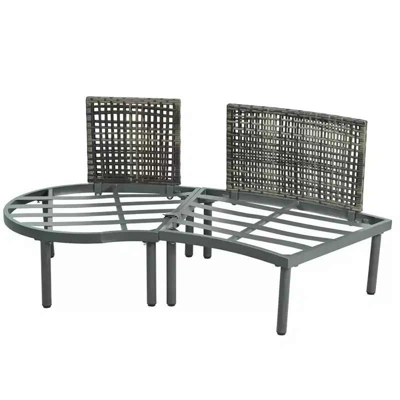 Set divano da esterno semicircolare 6 pezzi Whisen con 2 tavolini da caffè e 4 cuscini, componibile in rattan PE