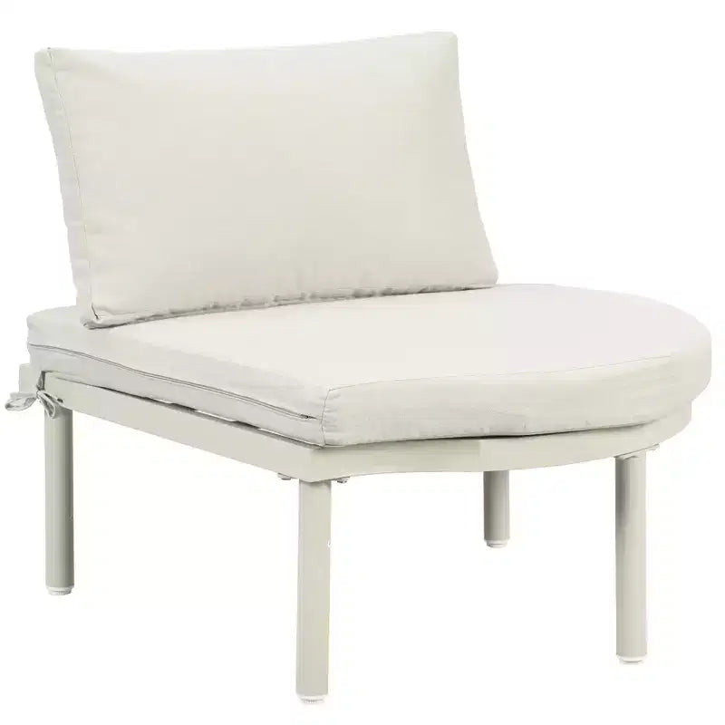 Set divano da esterno semicircolare 6 pezzi Whisen con 2 tavolini da caffè e 4 cuscini, componibile in rattan PE
