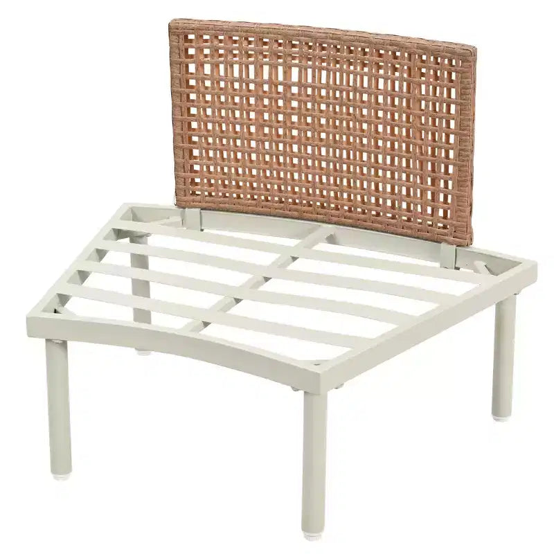 Set divano da esterno semicircolare 6 pezzi Whisen con 2 tavolini da caffè e 4 cuscini, componibile in rattan PE