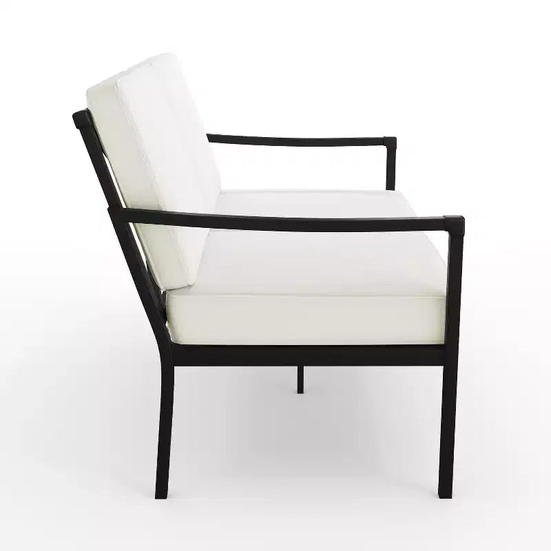 Set da conversazione da patio 4 pezzi Martha Stewart in acciaio con divanetto a due posti, 2 sedie, tavolino da caffè, colore nero