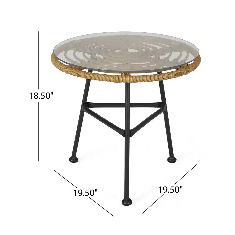 Christopher Knight Home Bechtel Set da conversazione da 5 pezzi per esterni in vimini e vetro temperato con pouf