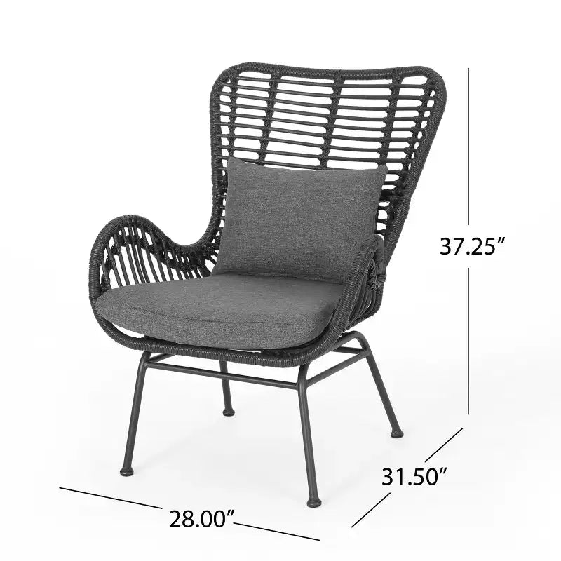 Christopher Knight Home Bechtel Set da conversazione da 5 pezzi per esterni in vimini e vetro temperato con pouf