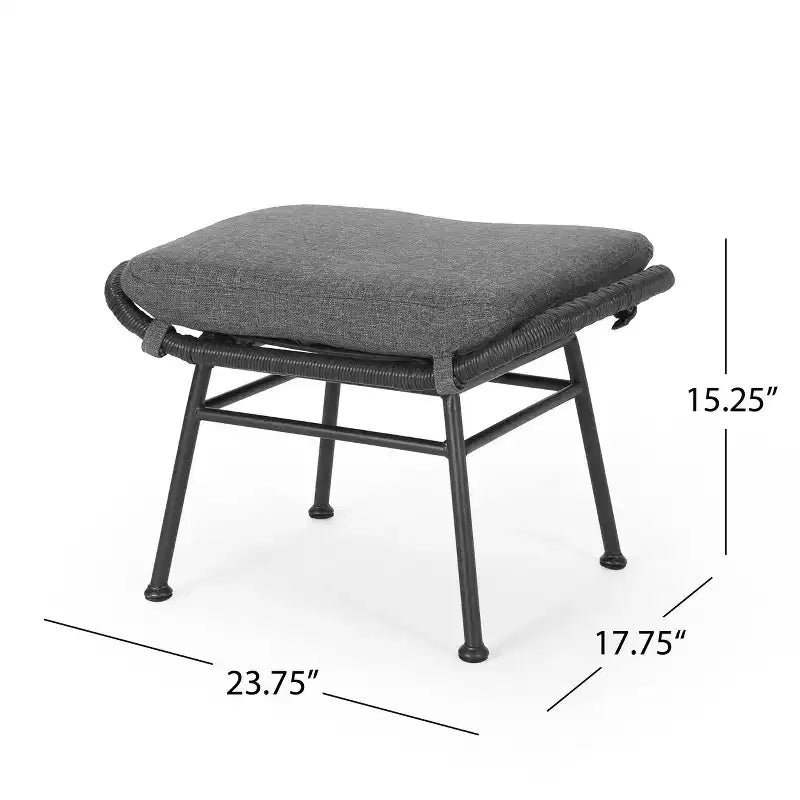 Christopher Knight Home Bechtel Set da conversazione da 5 pezzi per esterni in vimini e vetro temperato con pouf