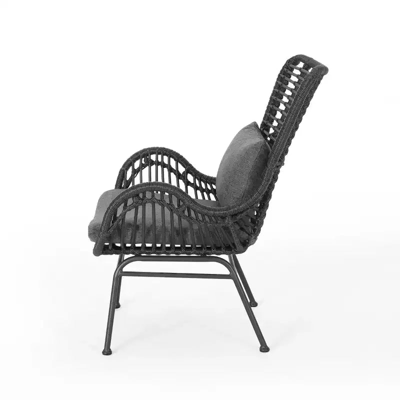 Christopher Knight Home Bechtel Set da conversazione da 5 pezzi per esterni in vimini e vetro temperato con pouf