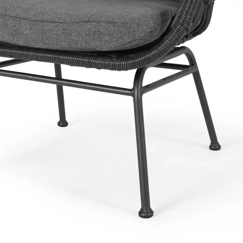 Christopher Knight Home Bechtel Set da conversazione da 5 pezzi per esterni in vimini e vetro temperato con pouf