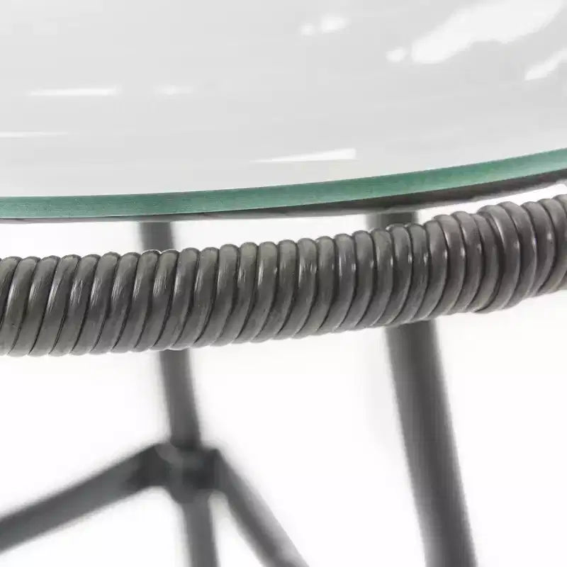 Christopher Knight Home Bechtel Set da conversazione da 5 pezzi per esterni in vimini e vetro temperato con pouf