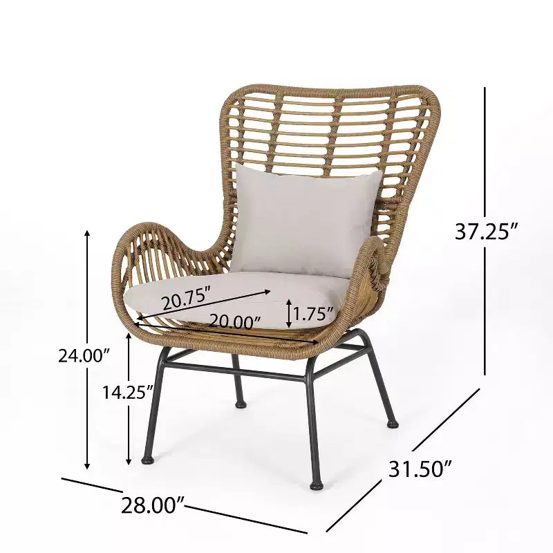 Christopher Knight Home Bechtel Set da conversazione da 5 pezzi per esterni in vimini e vetro temperato con pouf
