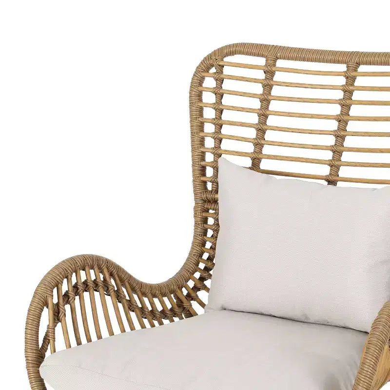 Christopher Knight Home Bechtel Set da conversazione da 5 pezzi per esterni in vimini e vetro temperato con pouf