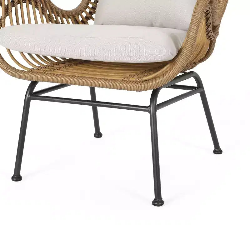 Christopher Knight Home Bechtel Set da conversazione da 5 pezzi per esterni in vimini e vetro temperato con pouf