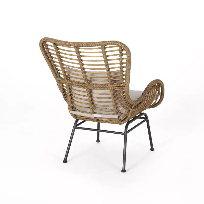 Christopher Knight Home Bechtel Set da conversazione da 5 pezzi per esterni in vimini e vetro temperato con pouf