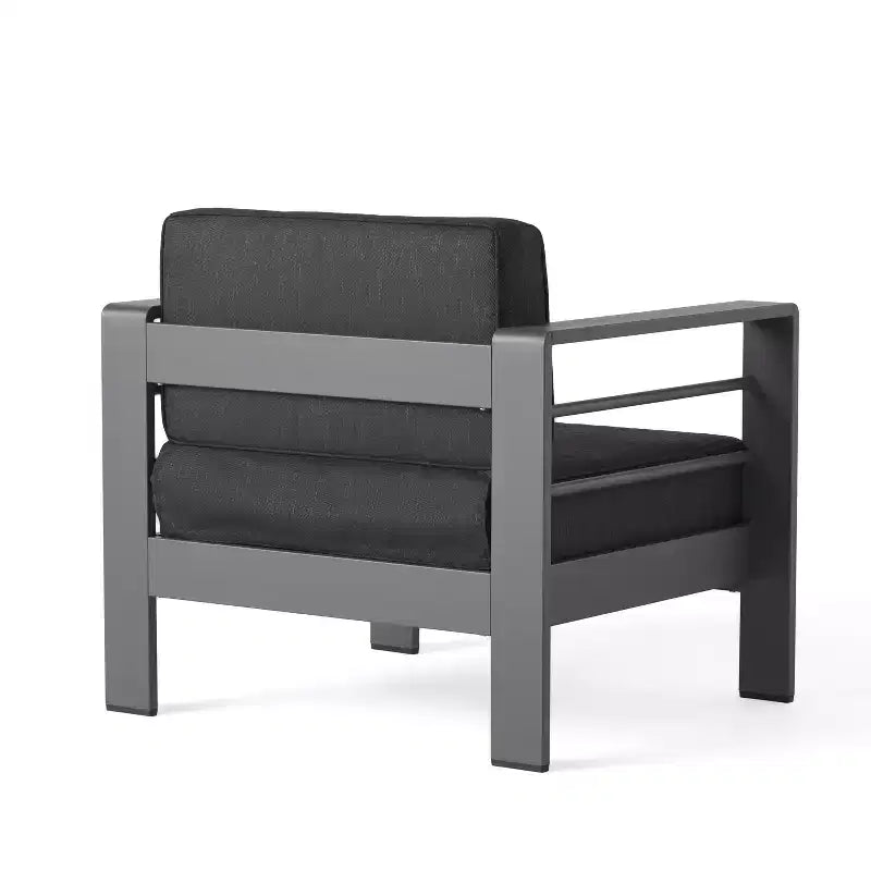 Set da conversazione da esterno a 3 pezzi Christopher Knight Home Crested Bay in alluminio con tavolino a forma di C