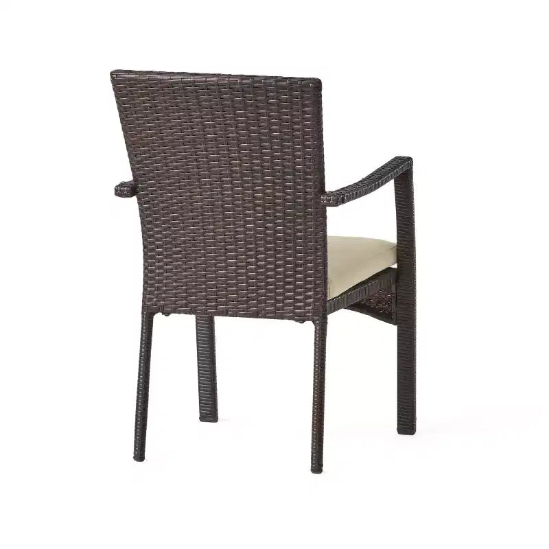 GDFStudio Angelica Set da Salotto da Esterno a 3 Pezzi in Vimini e Ferro con Cuscini Impermeabili, Marrone/Beige