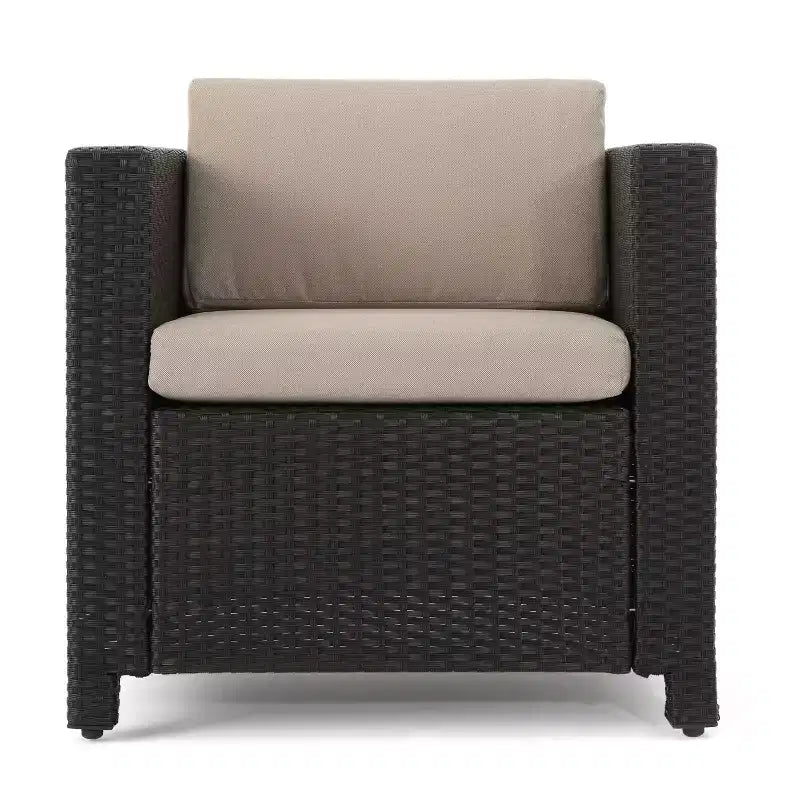 Christopher Knight Home Puerta, Set Salotto da Esterno a 4 Posti in Vimini con Cuscini