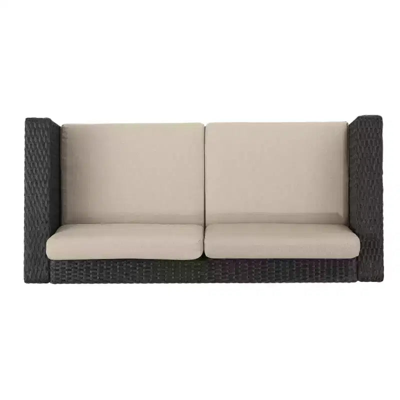 Christopher Knight Home Puerta, Set Salotto da Esterno a 4 Posti in Vimini con Cuscini