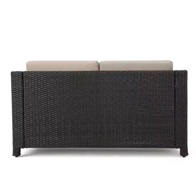 Christopher Knight Home Puerta, Set Salotto da Esterno a 4 Posti in Vimini con Cuscini