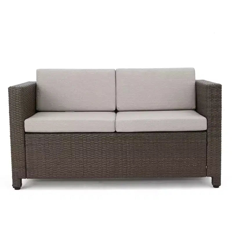Christopher Knight Home Puerta, Set Salotto da Esterno a 4 Posti in Vimini con Cuscini
