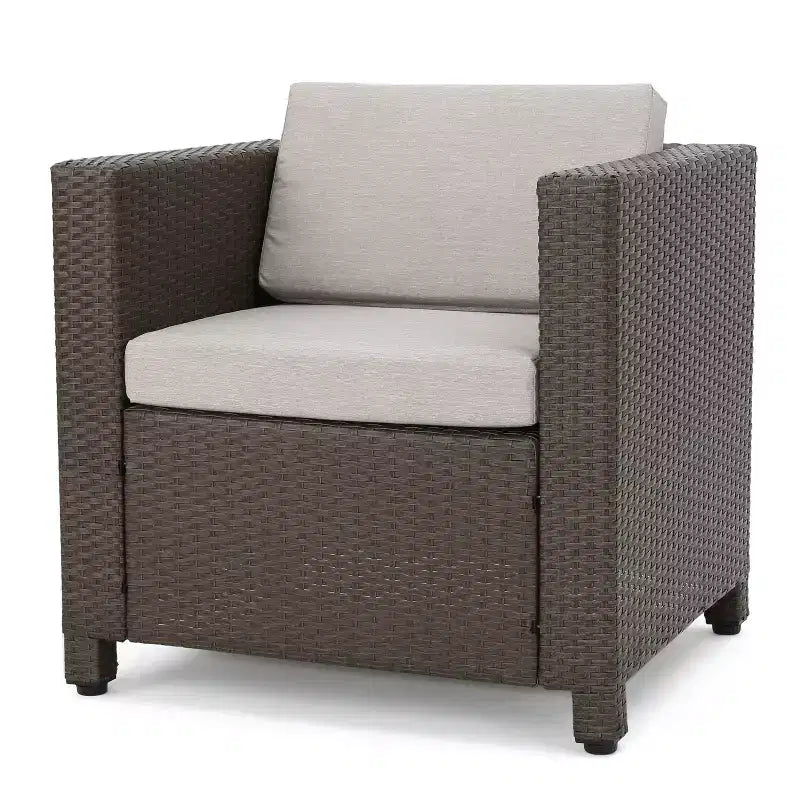 Christopher Knight Home Puerta, Set Salotto da Esterno a 4 Posti in Vimini con Cuscini