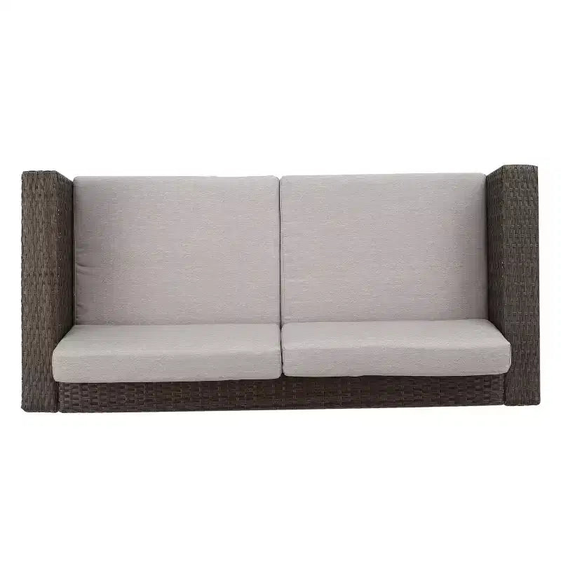 Christopher Knight Home Puerta, Set Salotto da Esterno a 4 Posti in Vimini con Cuscini