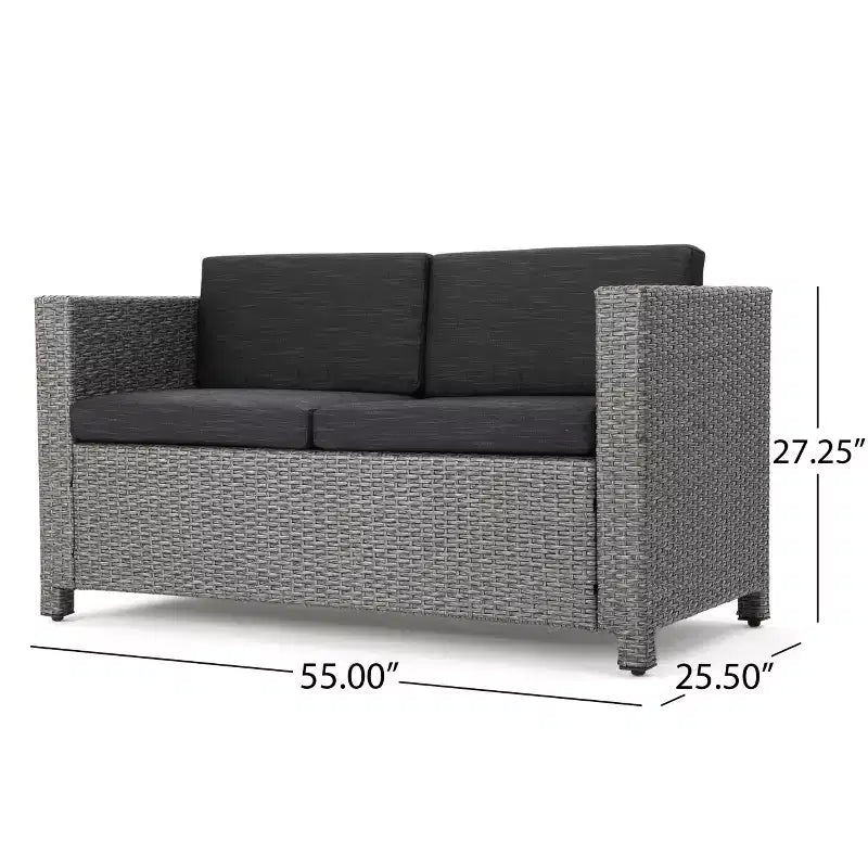 Christopher Knight Home Puerta, Set Salotto da Esterno a 4 Posti in Vimini con Cuscini