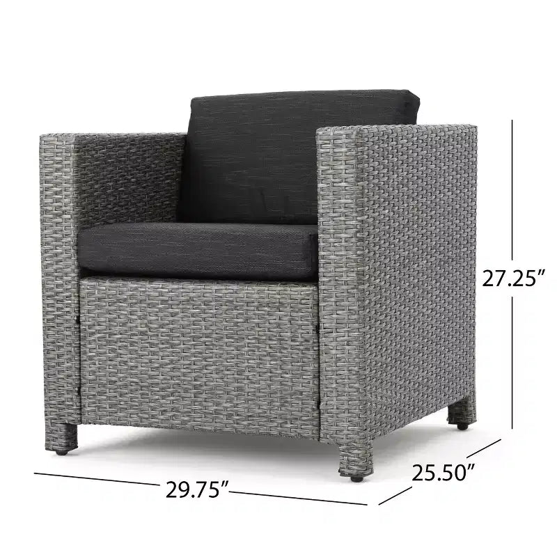 Christopher Knight Home Puerta, Set Salotto da Esterno a 4 Posti in Vimini con Cuscini