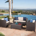 Christopher Knight Home Puerta, Set Salotto da Esterno a 4 Posti in Vimini con Cuscini