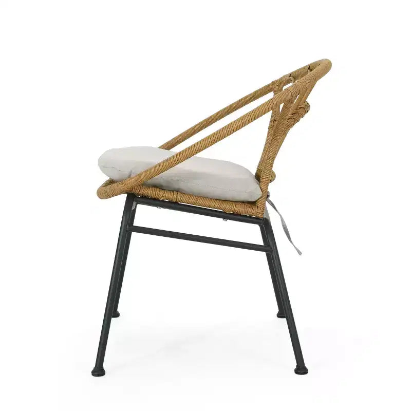 Christopher Knight Home Specter Set da 3 Pezzi da Conversazione per Esterno in Vimini e Vetro Temperato con Cuscini, Marrone Chiaro/Beige