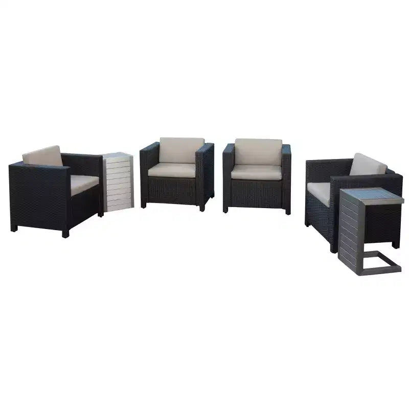 Set da 4 poltrone club da esterno in vimini Puerta con 2 tavolini a C Christopher Knight Home
