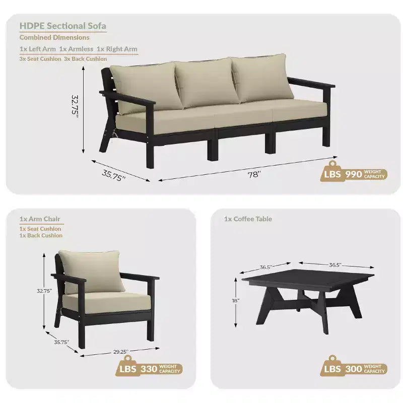 WestinTrends Avalon Set Divano Sezionale Modulare da Esterno a 6 Pezzi, Grigio/Marrone