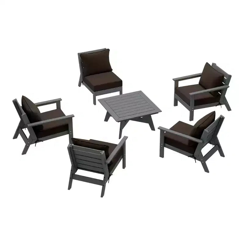 WestinTrends Avalon Set Divano Sezionale Modulare da Esterno a 6 Pezzi, Grigio/Marrone