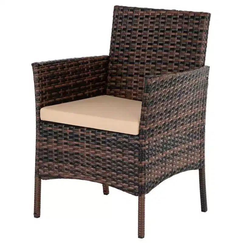 Set da conversazione Karl Home da 4 pezzi per patio in vimini con cuscini beige