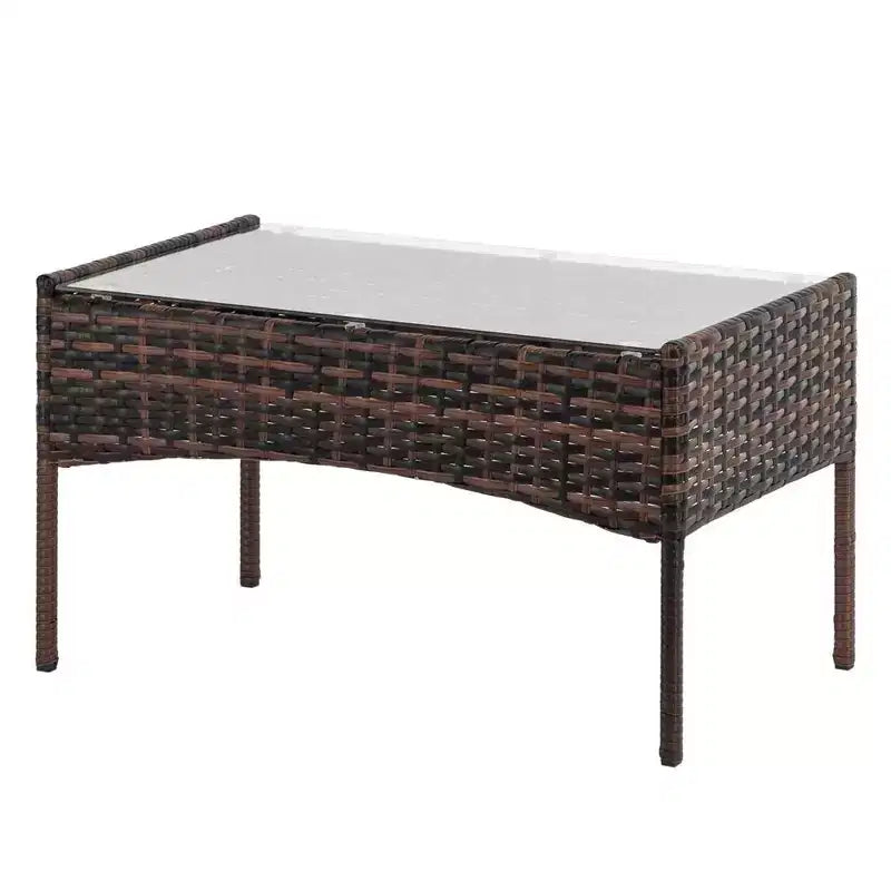 Set da conversazione Karl Home da 4 pezzi per patio in vimini con cuscini beige